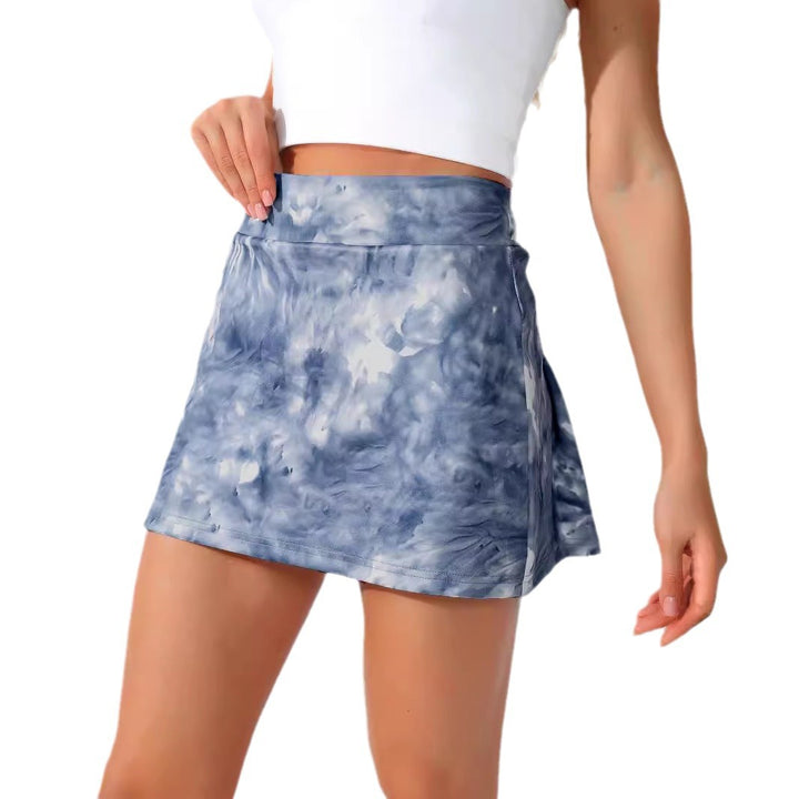 Damen Sportlicher Minirock mit trendigem Batikdesign und elastischem Bund Drune