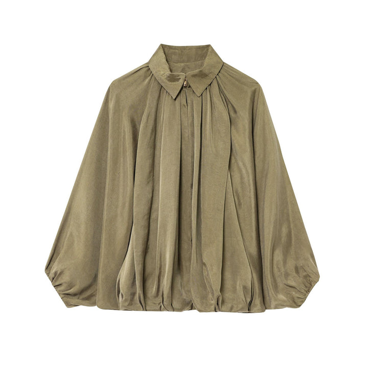 Damen elegante Bluse mit Plisseedetails Drune