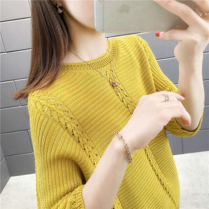Damen lässiger Strickpullover mit filigranen Details Drune