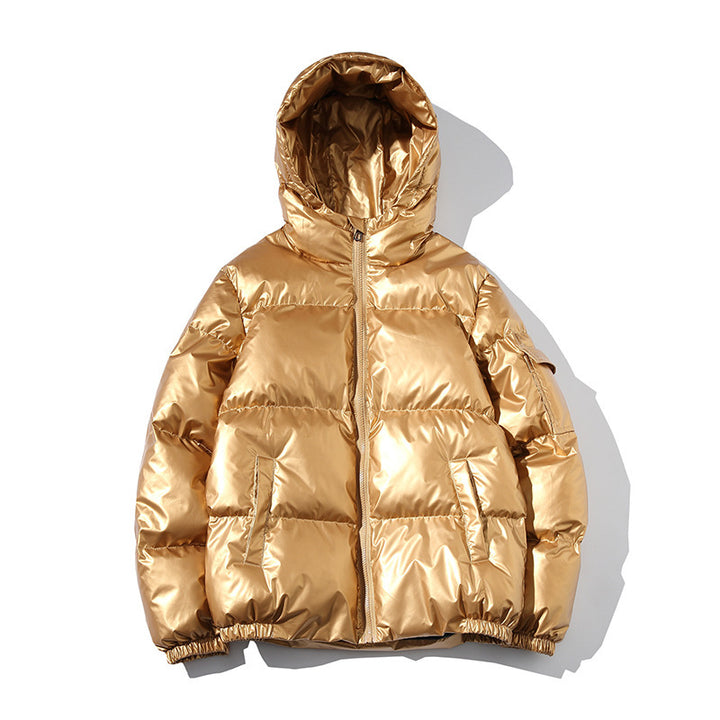 Herren Hochglänzende Wattierte Kapuzenjacke mit Steppung und Thermo‑Füllung Drune