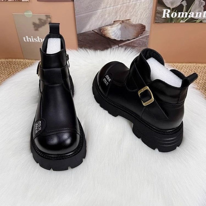 Damen Modische Stiefeletten mit Schnallen-Detail Drune