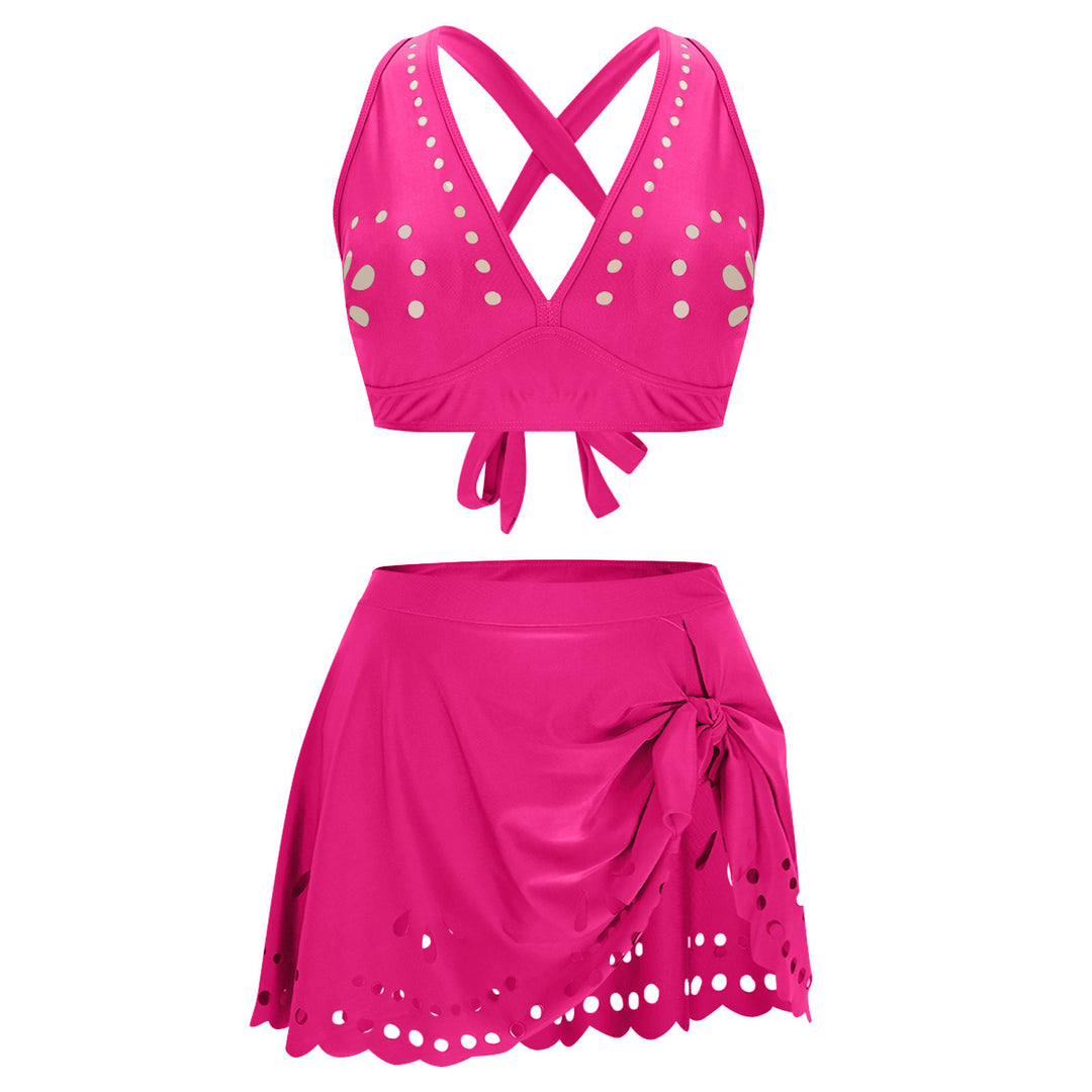 Damen Bade-Set mit Skirt und Kreuz-Trägern Drune