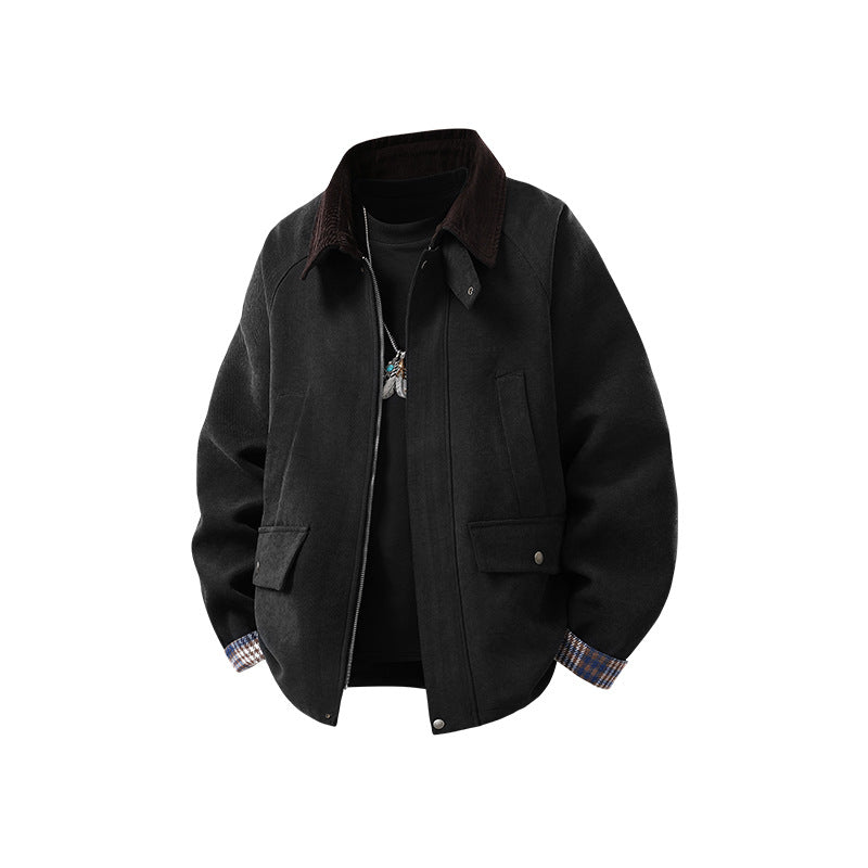 Herren Komfortabler Kurzblouson mit Cordkragen und karierter Innenmanschette Drune