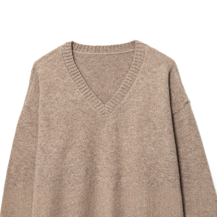 Damen V-Ausschnitt Pullover aus weicher Wolle Drune
