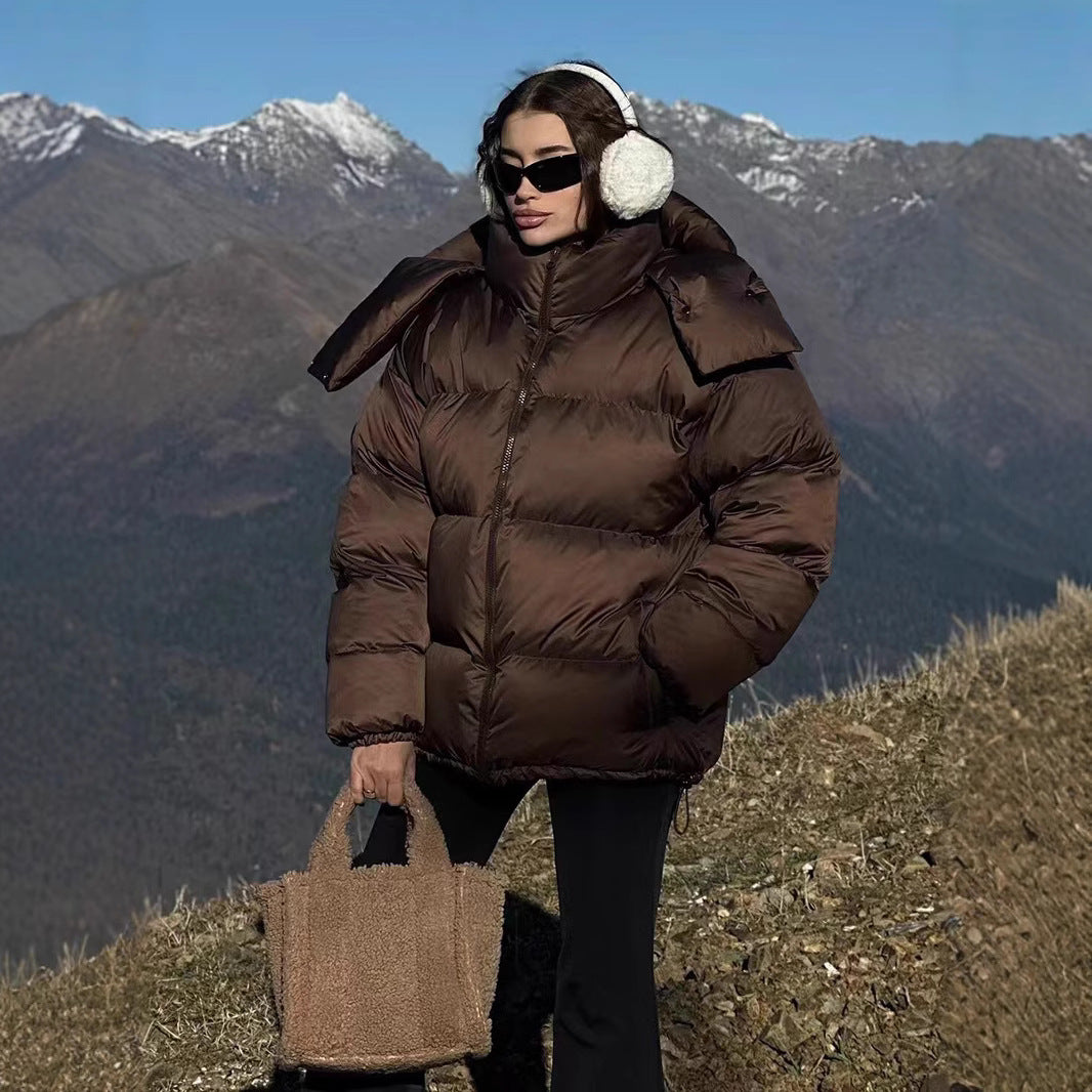 Damen gefütterte Outdoor-Jacke mit hochgeschlossenem Kragen und gestepptem Design Drune
