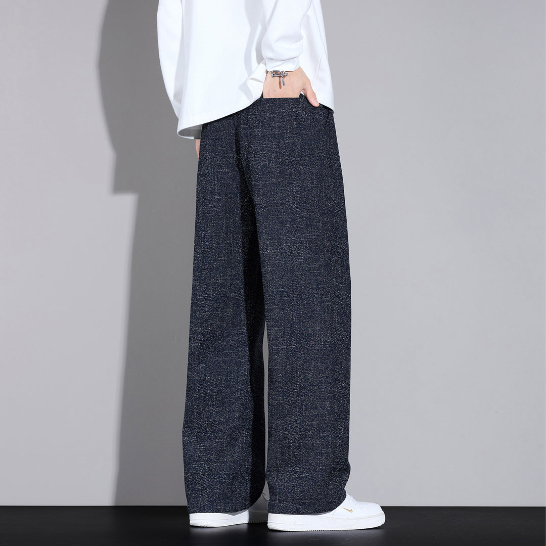 Herren Weite Leichte Stoffhose mit Bundfalten, Kordelzug und seitlichem Designstreifen Drune