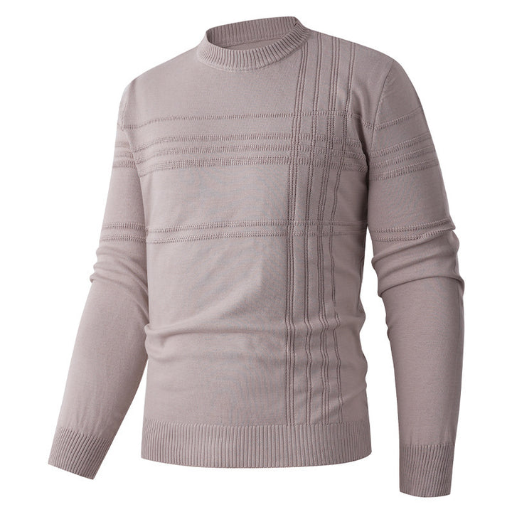 Herren nan Feinstrick-Pullover Rundhals mit geprägter Streifenstruktur und schmaler Silhouette Drune
