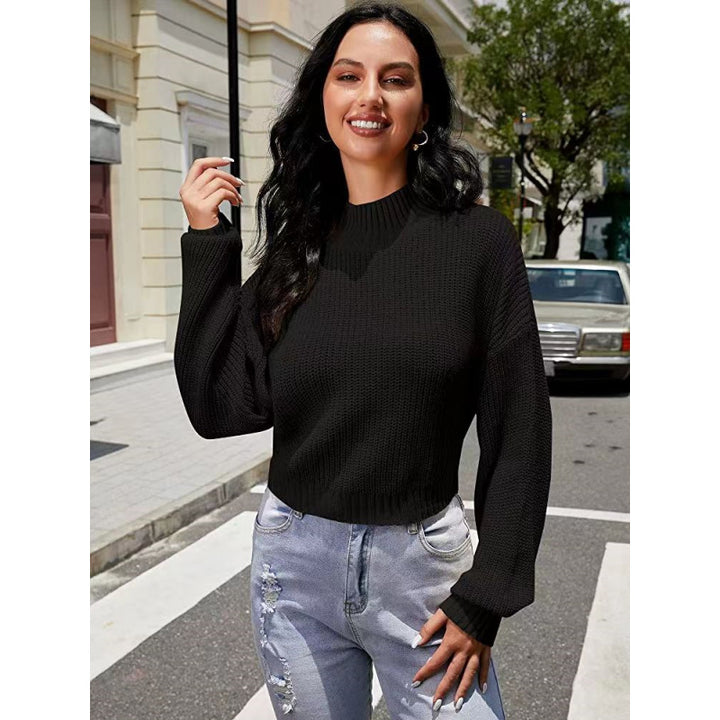 Damen Modischer Strickpullover mit weitem Ausschnitt Drune