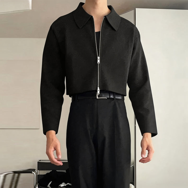 Damen Cropped Jacke mit Hemdkragen und durchgehendem Reißverschluss Drune