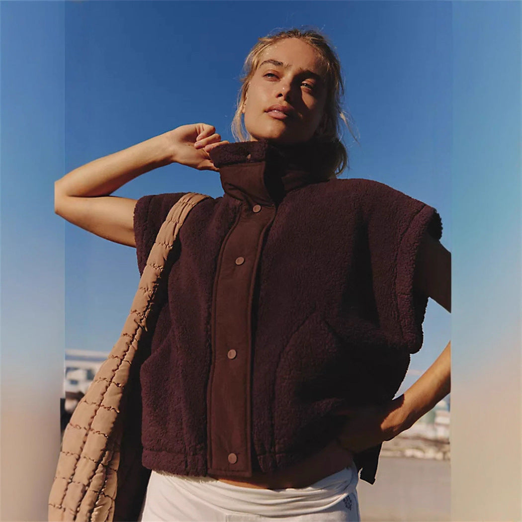 Damen gemütliche und stylische Fleecejacke mit seitlichen Kordelzügen Drune
