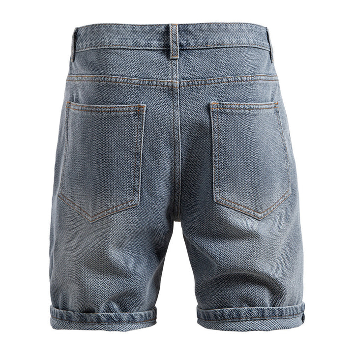 Herren nan Jeansshorts mit Umschlag, mittelhoher Bund und klassischer Taschenaufteilung Drune