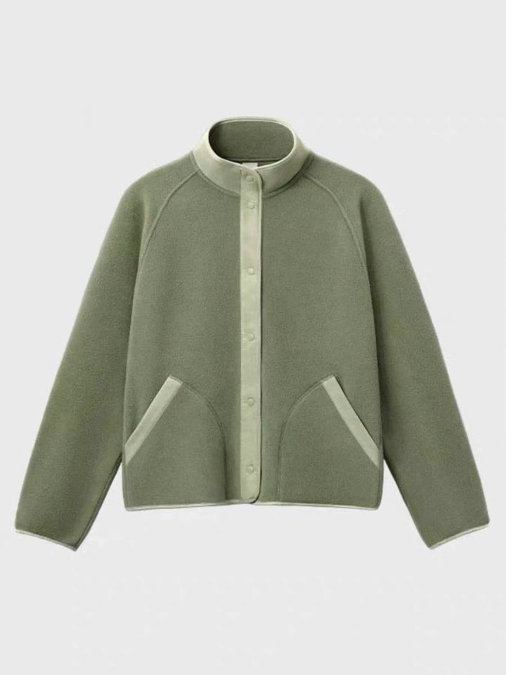 Damen kuschelige Fleece-Jacke mit elastischem Kragen und praktischen Taschen Drune