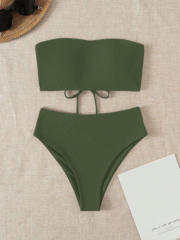 Damen Bandeau-Bikini mit hochgeschnittenem Unterteil Drune