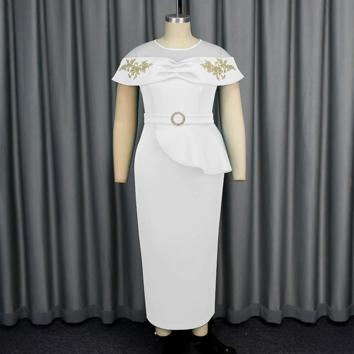 Damen elegantes Wickelkleid mit Schnitt- und Rüschenakzenten Drune
