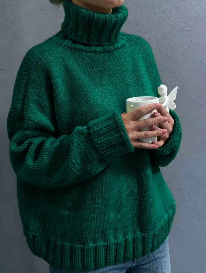 Damen Oversize-Rollkragenpullover im Fluffy-Mix mit breiten gerippten Bündchen Drune