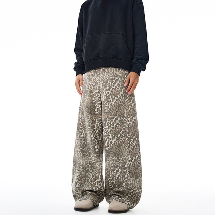 Damen Weite Leoparden-Print Palazzohose aus fließendem Viskose-Mix Drune