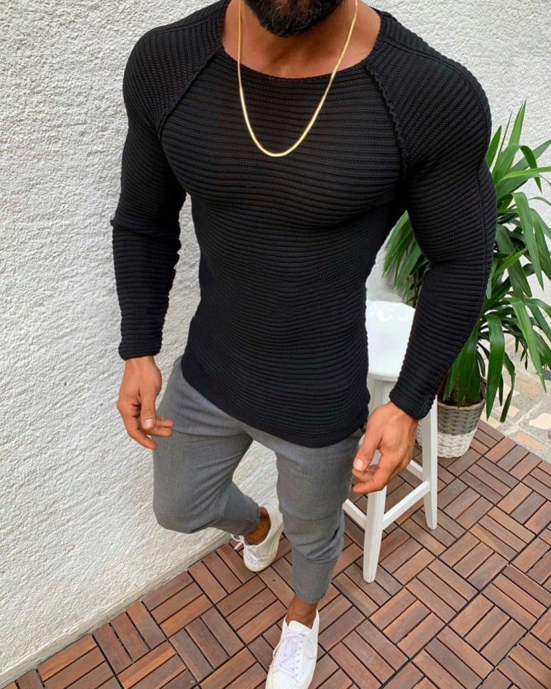 Herren eng anliegendes Strickoberteil mit atmungsaktiver Textur und modischem Design Drune
