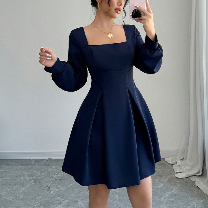 Damen kurzes Kleid mit Ballonärmeln Drune