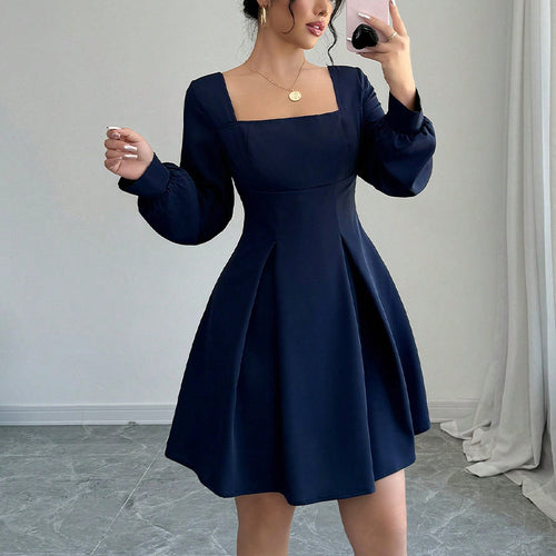 Damen kurzes Kleid mit Ballonärmeln Drune