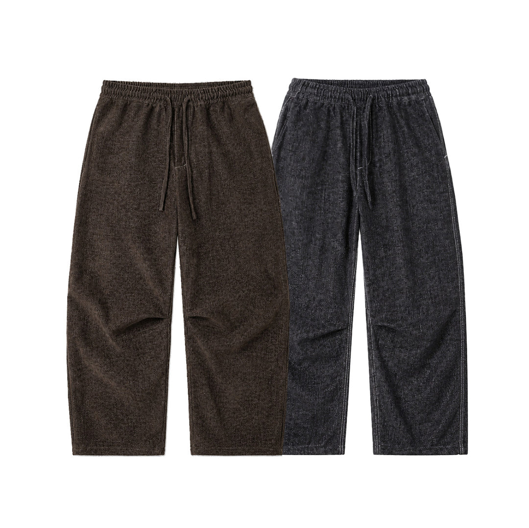 Damen Weite Relaxed-Hose aus Denim‑Optik mit elastischem Bund und Kordel Drune