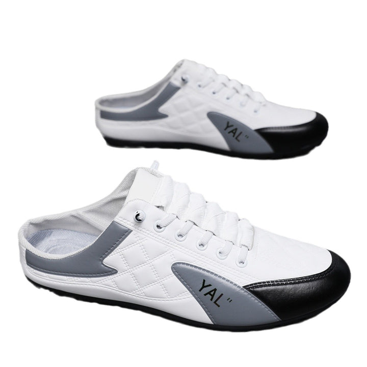 Herren Slipper-Sneaker im Mule-Design mit dekorativer Schnürung und gesteppter Kunstleder-Optik Drune