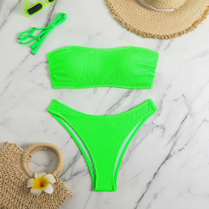 Damen Bandeau-Bikini-Set mit strukturiertem Gewebe Drune
