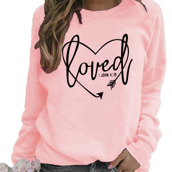 Damen Sweatshirt mit herzförmigem Aufdruck und inspirierender Botschaft Drune