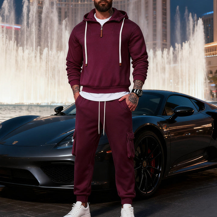 Herren Cargo-Joggerhose mit multifunktionalen Klapptaschen elastischem Bund und gerippten Bündchen Drune