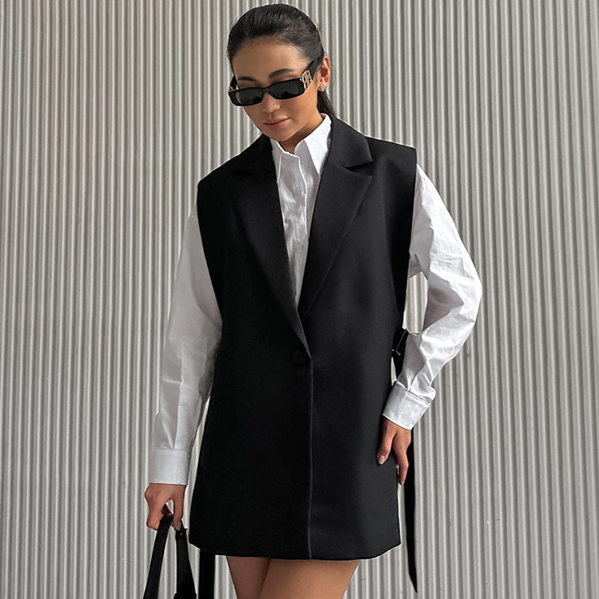 Damen Oversized Weste mit lässigem Schnitt und eleganten Details Drune