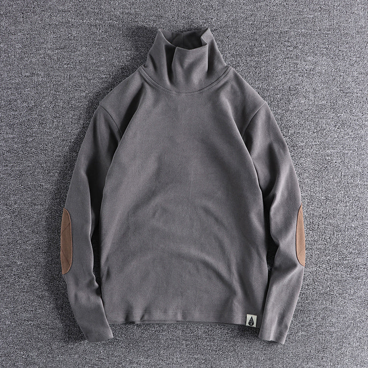 Herren Stehkragenpullover aus hochwertigem Fleece mit kontrastierenden Ellbogenpatches Drune