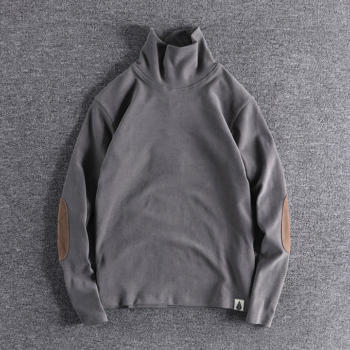 Herren Stehkragenpullover aus hochwertigem Fleece mit kontrastierenden Ellbogenpatches Drune