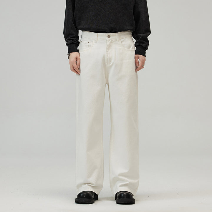 Herren Weite Baumwoll-Denim-Jeans im Straight‑Baggy‑Schnitt mit hoher Bundlinie Drune