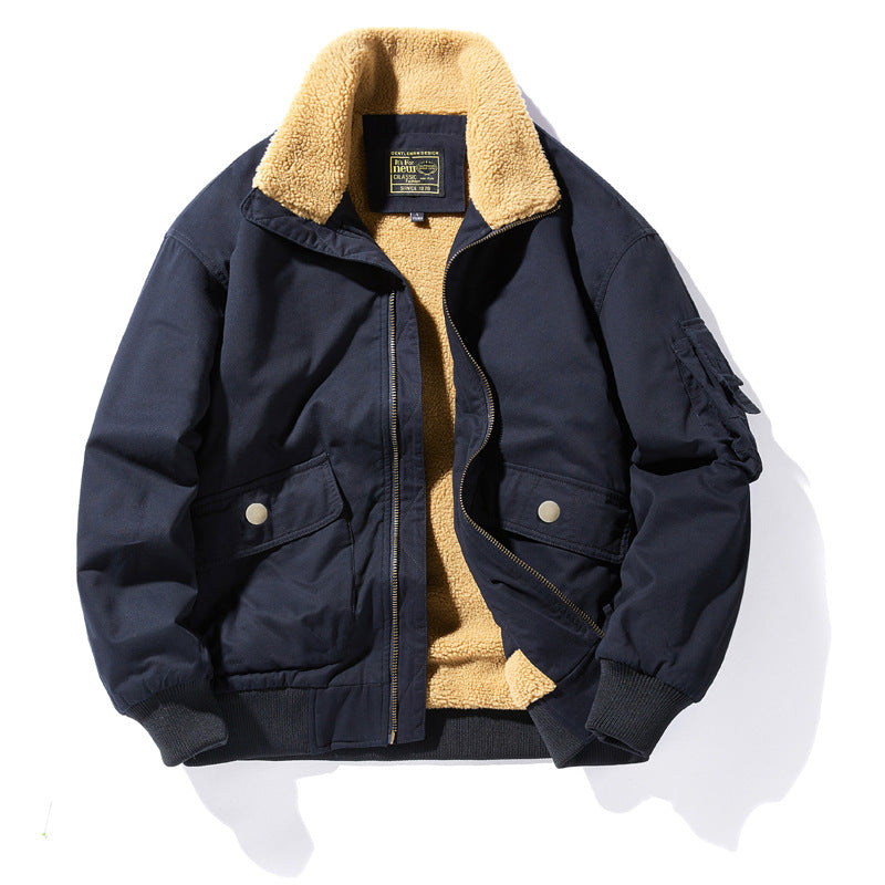 Herren  isolierte Sherpa-fütterte Zip-Front Feld Bomberjacke mit Klappentaschen Drune