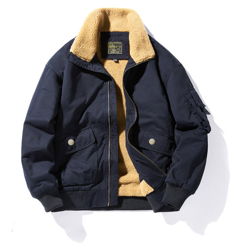 Herren  isolierte Sherpa-fütterte Zip-Front Feld Bomberjacke mit Klappentaschen Drune