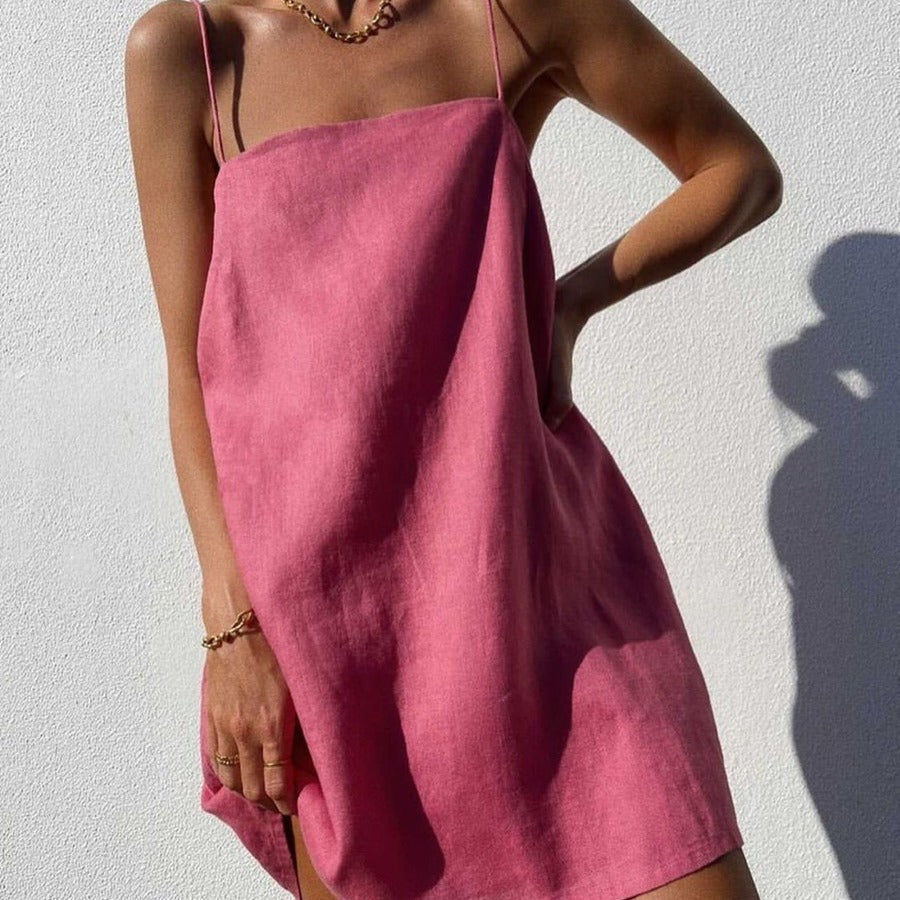 Damen lässiges Trägerkleid aus leichtem Material Drune