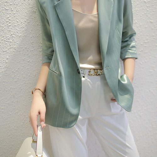 Damen Eleganter Blazer mit feinen Streifen Drune