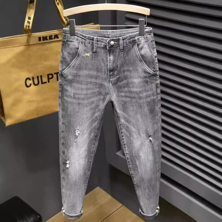 Herren lässige Jeans mit modernen Used-Effekten und konisch zulaufendem Bein Drune
