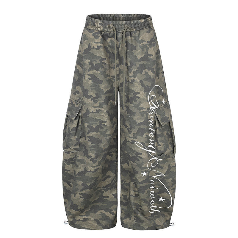 Damen Weite Cargopalazzo-Hose mit Tunnelzugbund, verstellbarem Saum und Cargo‑Taschen Drune