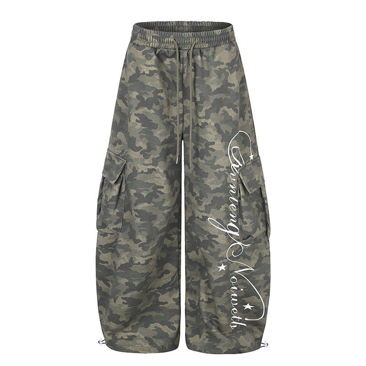 Damen Weite Cargopalazzo-Hose mit Tunnelzugbund, verstellbarem Saum und Cargo‑Taschen Drune