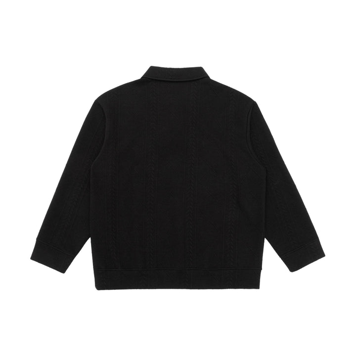 Unisex Strukturierter Polopullover mit Hemdkragen und Zopfmuster Drune