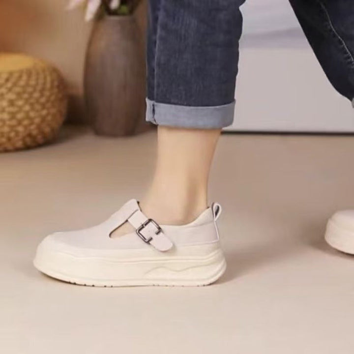Damen Plateausneaker mit modischem Riemchen und atmungsaktiver Textiloberfläche Drune