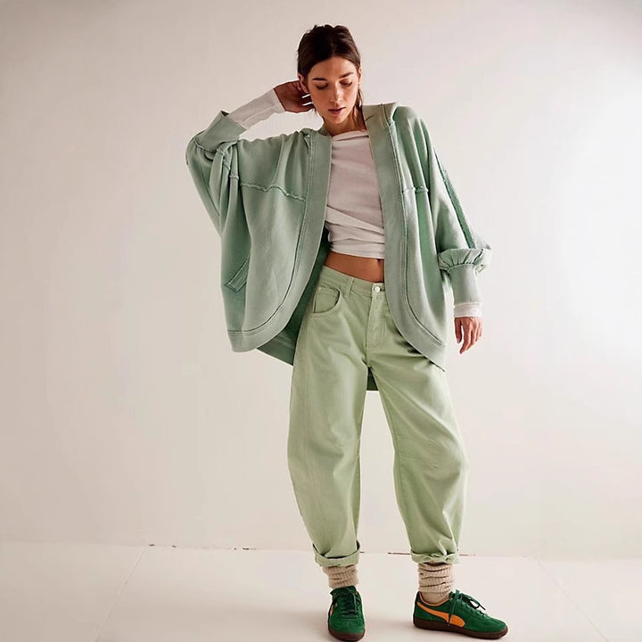 Damen Lässige Oversize Sweatjacke