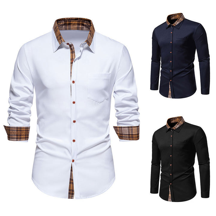 Herren Elegantes Langarmhemd mit Kontrastdetails Drune