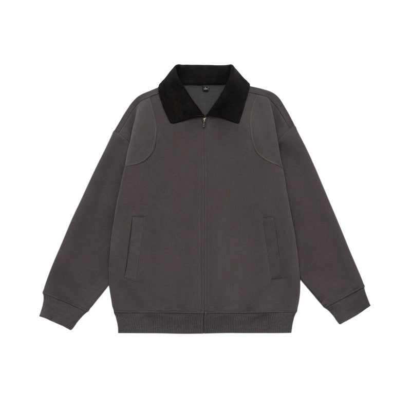 Unisex Oversize-Zipjacke mit Cordkragen und eingearbeiteten Eingrifftaschen Drune