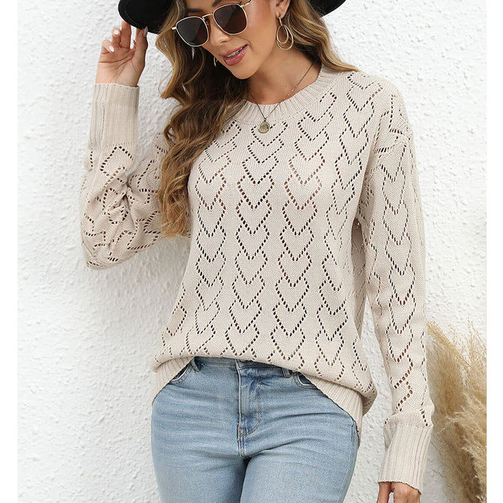 Damen Strickpullover mit zartem Herzmuster Drune