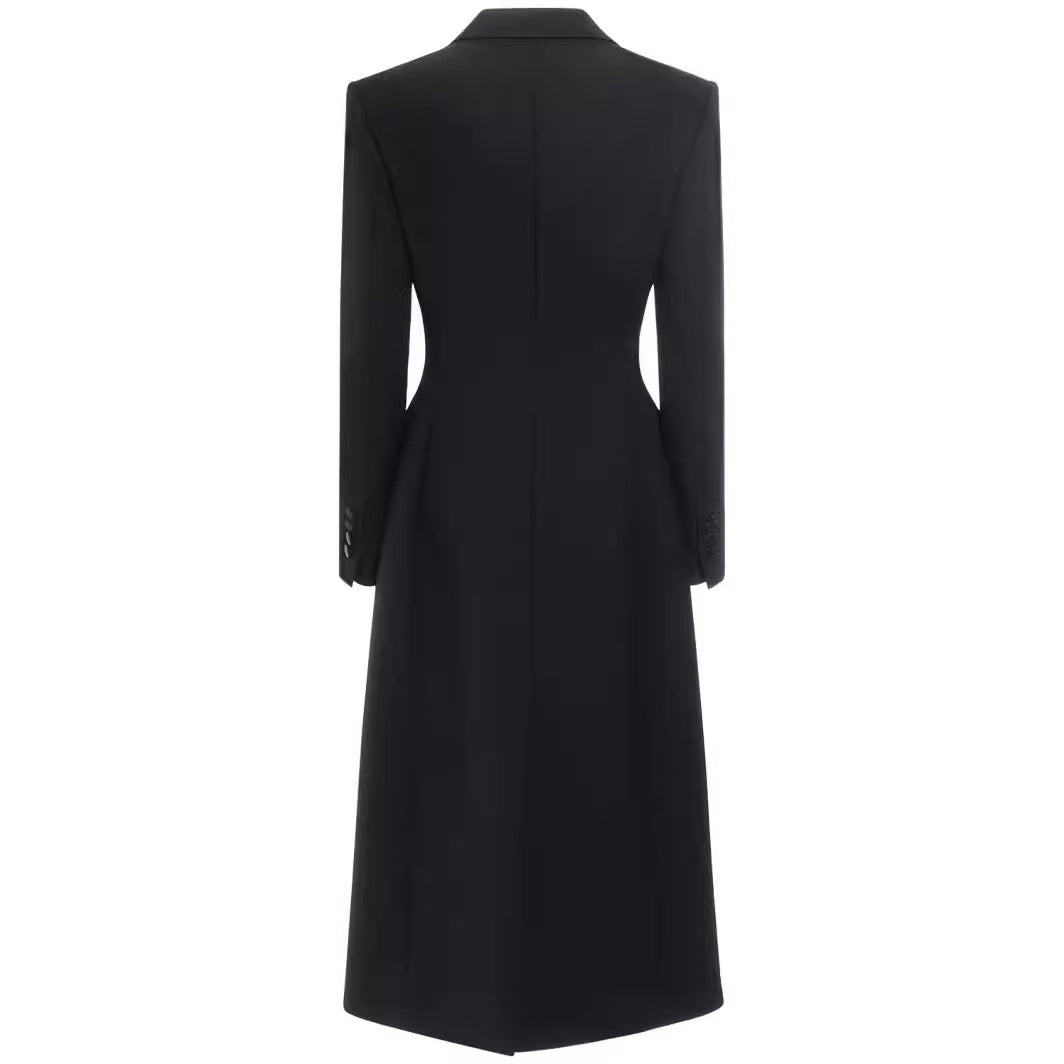 Damen Longline Einreihiger Mantel mit dezenter Taillierung und Spitzrevers Drune