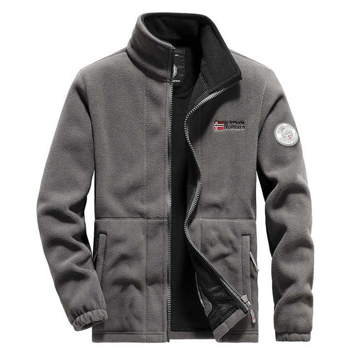 Herren nan hochwertige Microfleece-Outdoorjacke mit Stehkragen, durchgehendem Reißverschluss und isolierendem Fleece-Innenfutter Drune