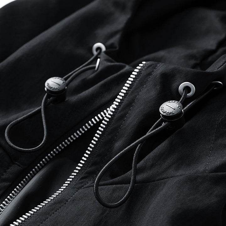 Unisex windabweisende Oversize-Kapuzenjacke aus Microfaser mit elastischem Saum Drune