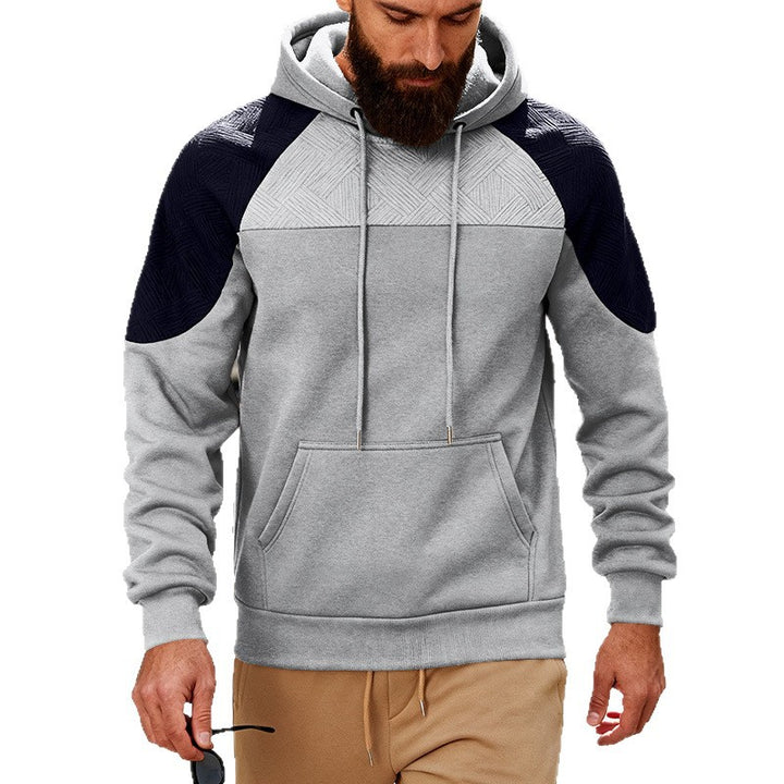 Herren Kapuzenpullover mit texturierter Schulterpasse, Kängurutasche und Raglanärmeln Drune