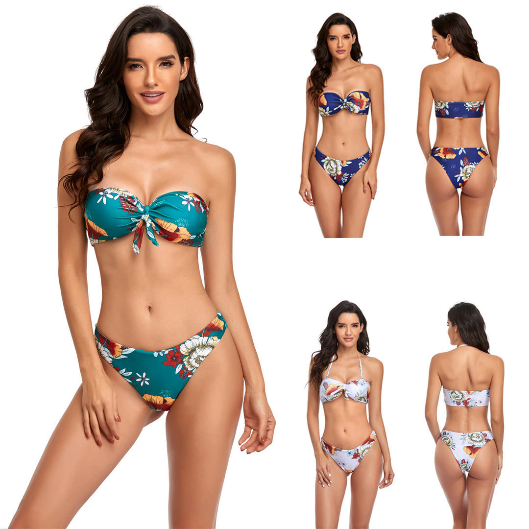 Damen Bandeau-Bikini mit verstellbarem Knotted Detail Drune